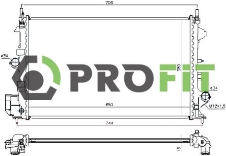 Радиатор, охлаждение двигателя PROFIT 1740-0389