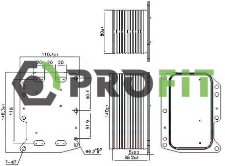 Масляный радиатор, двигательное масло PROFIT 1745-0073