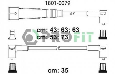 Комплект проводов зажигания PROFIT 1801-0079 (фото 1)