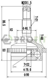 Шарнирный комплект, приводной вал. PROFIT 2710-1382