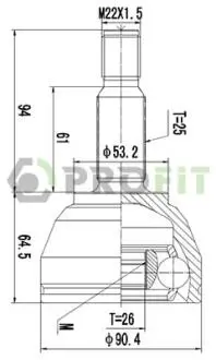 Шарнирный комплект, приводной вал. PROFIT 2710-1488