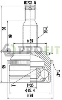Шарнирный комплект, приводной вал. PROFIT 2710-3027
