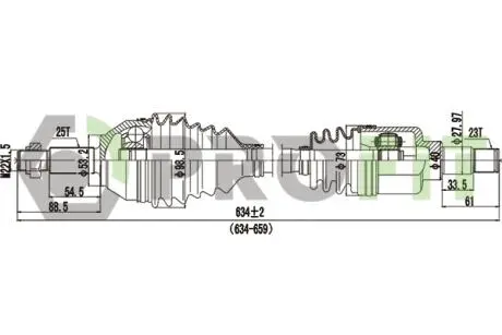 Полуось PROFIT 2730-0372
