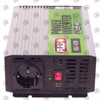 Перетворювач напруги з 12 на 220 В/ 600W/USB 2А/на клеми/правильна синусоїда PULSO ISU-620ПРАВИЛСИНУС