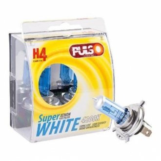 Автолампа super white h4 p43t 55 w 60 w світло-блакитна PULSO LP-42651