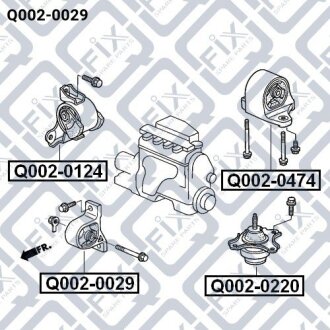 Подушка двигуна передня акпп Q-FIX Q0020029