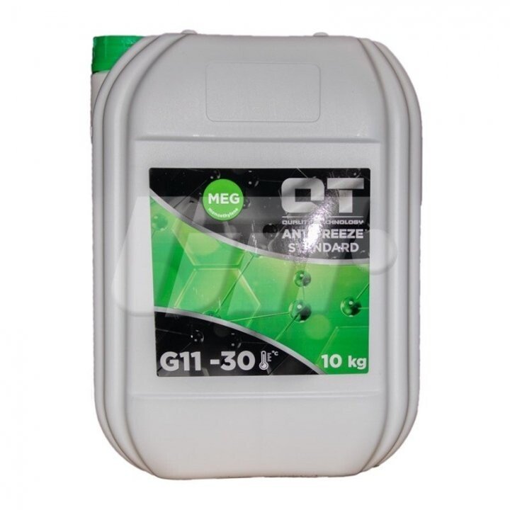 Антифриз qt meg standard -30 g11 зелений 10кг QT-OIL QT5523010 (фото 1)