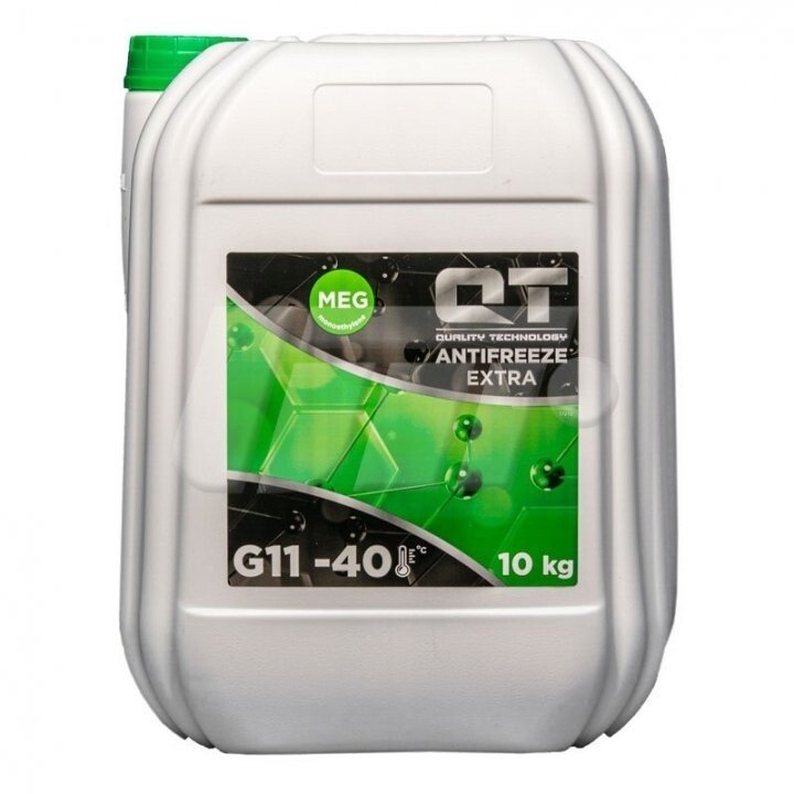 Антифриз qt meg extra -40 g11 зелений 10кг QT-OIL QT5624010 (фото 1)