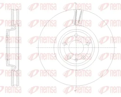 Диск тормозной (передний) Audi A5-Q7 15--VW Touareg 17- (349x34) (с покрытием) (с отверстиями) (вент) REMSA 6213310