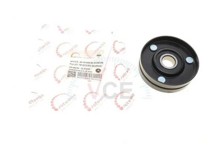 Фото 1 - Ролик генератора audi a4/a6/skoda superb/vw passat 1.8 (натяжной) 94-05 (73x21x17) ROTWEISS RWS3300 Ролик генератора audi a4/a6/skoda superb/vw passat 1.8 (натяжной) 94-05 (73x21x17) ROTWEISS RWS3300 (фото 1)