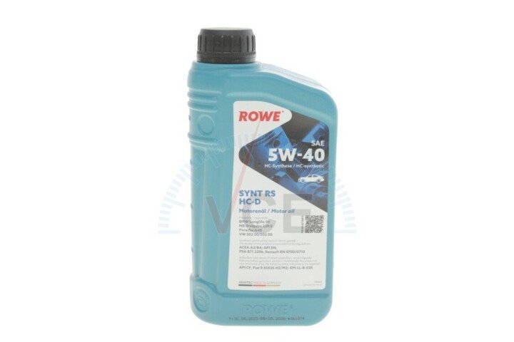 Олива 5w40 hightec synt rs hc-d (1l) (bmw ll-01/mb 229.5/porsche a40/vw 502 00/505 00) ROWE 20163-0010-99 (фото 1)