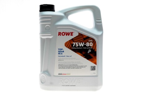 Масло 75W80 HIGHTEC TOPGEAR FE S (5L) (API GL-4/GL-5/9.55550-MZ2/MB 235.10/PSA 9730 A2) ROWE 25066-0050-99