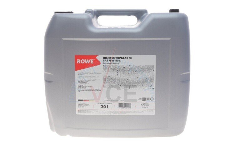 Масло 75W80 HIGHTEC TOPGEAR FE S (20L) (API GL-4/GL-5/9.55550-MZ2/MB 235.10/PSA 9730 A2) ROWE 25066-0200-99 (фото 1)