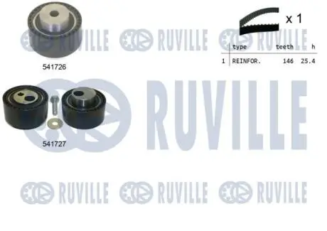 Комплект грм citroen c5/c8/ulysse/peugeot 406/407/607/807 2.2 hdi 01- RUVILLE 550292