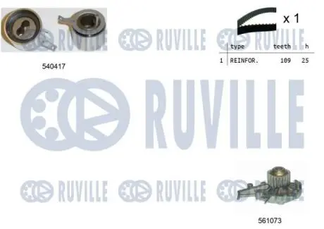 Chevrolet к-кт. грм (рем.+ролик+насос) matiz, spark, daewoo RUVILLE 5503311