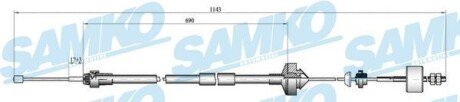 Трос ручных тормозов SAMKO C0277C