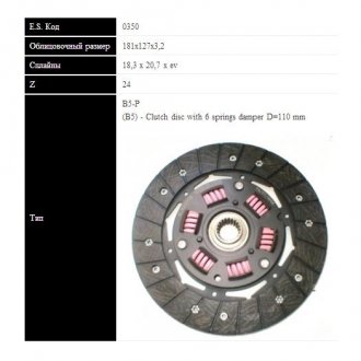 Alfa romeo (180 мм!) диск сцепления 33 1.3 83-94 SASSONE 0350 (фото 1)