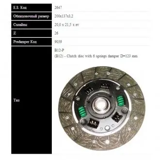 Диск сцепления renault 19, clio SASSONE 2647