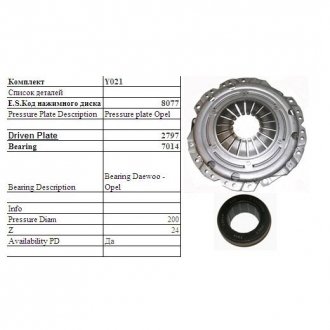 Opel к-кт зчеплення (повний) astra f,vectra a 1.7td/tds 90- SASSONE Y021