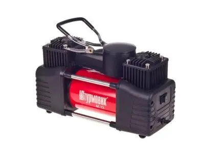 Компрессор 2 цилиндра Vitol 300W/10атм/60л/5м шланг спираль с манометром/клеммы ШТУРМОВИК АС-72