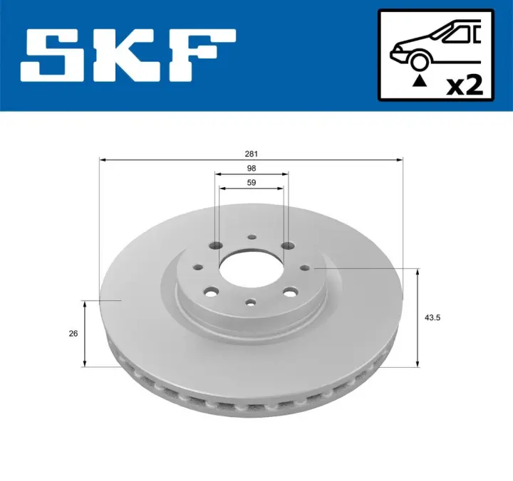 Фото 1 - Диск тормозной fiat bravo/stilo 01-10 SKF VKBD80225V2 Диск тормозной fiat bravo/stilo 01-10 SKF VKBD80225V2 (фото 1)