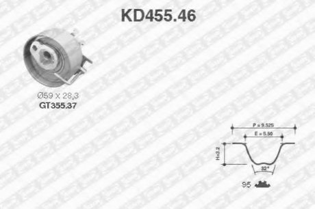 Комплект ременя грм SNR KD455.46 (фото 1)