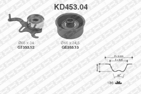 Комплект ременя грм SNR KD453.04