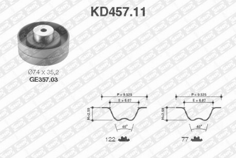 Комплект ременя грм SNR KD457.11