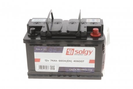 Акумуляторна батарея 74ah/660a (278x175x175/+r) SOLGY 406007