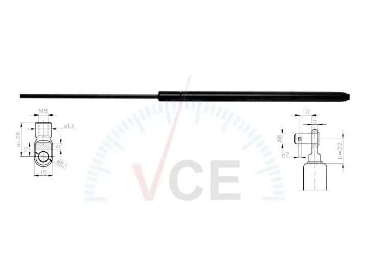 Фото 1 - Газова пружина кришки багажника STARLINE 1825800 Газова пружина кришки багажника STARLINE 1825800 (фото 1)
