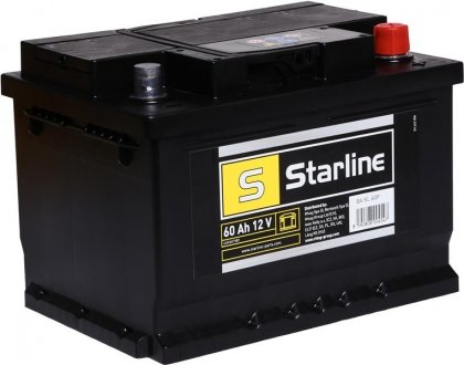 Акумулятор, r"+" 60ah, en540 (242 x 175 x 175) прав "+", b13 виробництво чехія STARLINE BA SL 60P (фото 1)