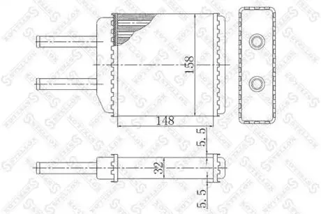 Радіатор обігрівача Daewoo Matiz 0.8/1.0 (Пластик) (166х152х25) STELLOX 10-35050-SX