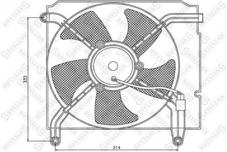 Вентилятор охолодження радіатора Daewoo Lanos/Sens (з кожухом) STELLOX 29-99251-SX