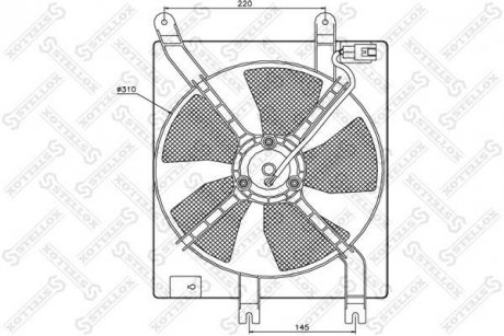 Вентилятор охолодження радіатора Daewoo Matiz (з кожухом) STELLOX 29-99252-SX (фото 1)