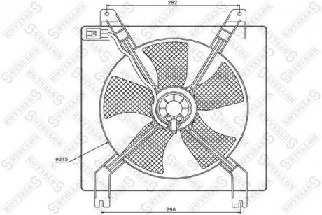 Вентилятор охолодження радіатора Chevrolet Lacetti 1.6/1.8/2.0 (з кожухом) STELLOX 29-99255-SX (фото 1)