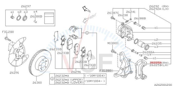 Скоба тормозного суппорта SUBARU 26225AG080 (фото 1)