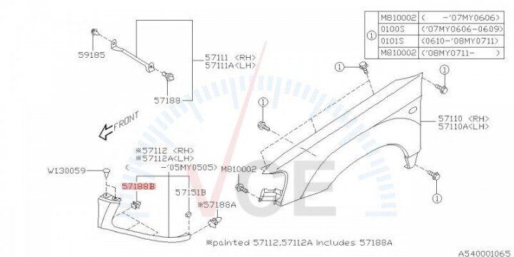 Кліпса облицювання фари SUBARU 57160FC010 (фото 1)