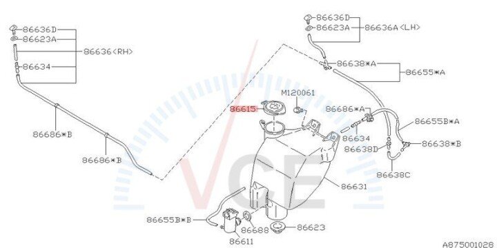 Крышка бачка омывателя SUBARU 86615AA060 (фото 1)