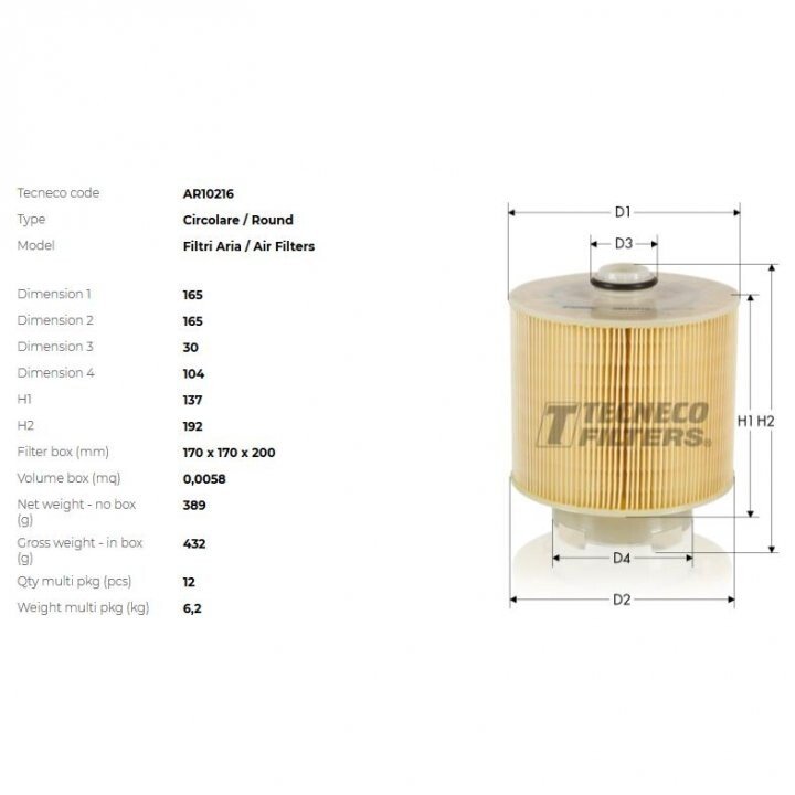 Фільтр повітряний audi a6 2.4, 2.8fsi, 3.2fsi, 4.2fsi, 2.7-3.0tdi 05/04- Tecneco AR10216 (фото 1)