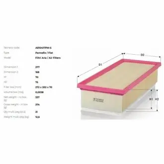 Фильтр воздушный (с прил.фильтром) citroen c4 2.0 hdi 04- peugeot 3008/307/308/5008/rcz 2.0 hdi 04- Tecneco AR10417PMS