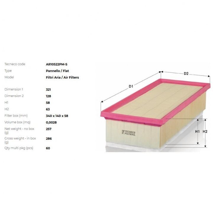 Фільтр повітряний audi a4/a5/q5 1.8-2.0tfsi, 2.0tdi 01/08- Tecneco AR10522PMS (фото 1)