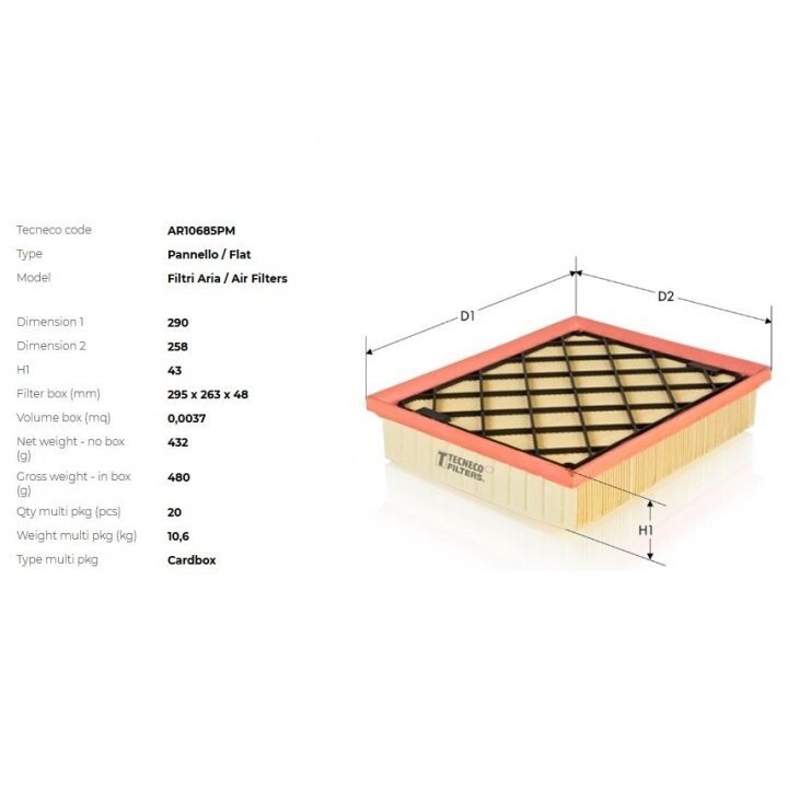 Фільтр повітряний opel insignia1.6-2.8 v6 24v,2.0cdti 08- Tecneco AR10685PM (фото 1)