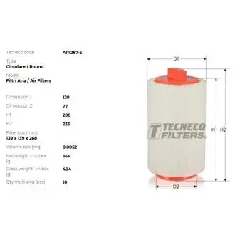 Фильтр воздушный mini cooper 10- Tecneco AR1287S