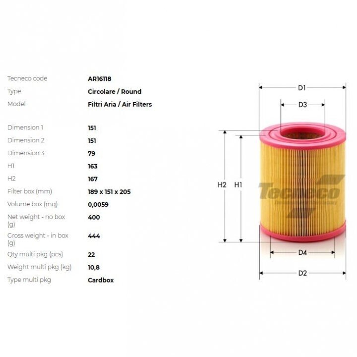 Фільтр повітряний audi a6 ii 2.0tdi 04- Tecneco AR16118 (фото 1)