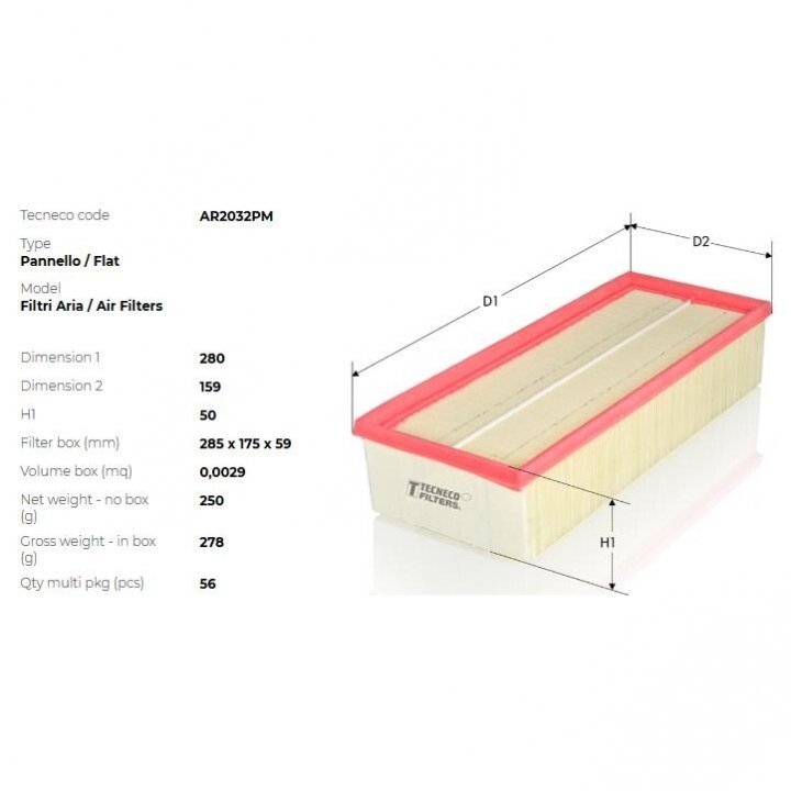 Фільтр повітряний fiat stilo 1.6 01- Tecneco AR2032PM (фото 1)