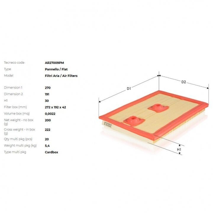 Фільтр повітряний vw golf 13- Tecneco AR27009PM (фото 1)