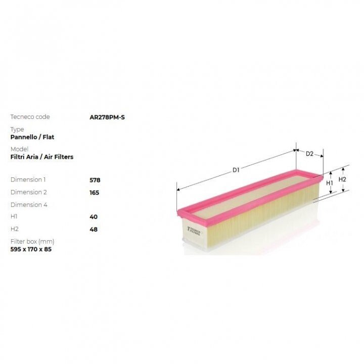 Фільтр повітряний bmw 325td/tds 525td/tds 91- Tecneco AR278PMS (фото 1)