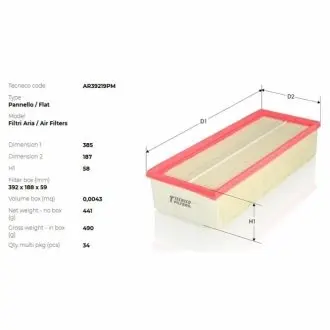 Фильтр воздушный audi q7/porsche cayenne/vw touareg/ landrover range rover 3.6 td/ 4.2 4x4 05-12 Tecneco AR39219PM