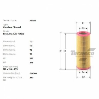 Воздушный фильтр fiat punto 99-12 Tecneco AR410