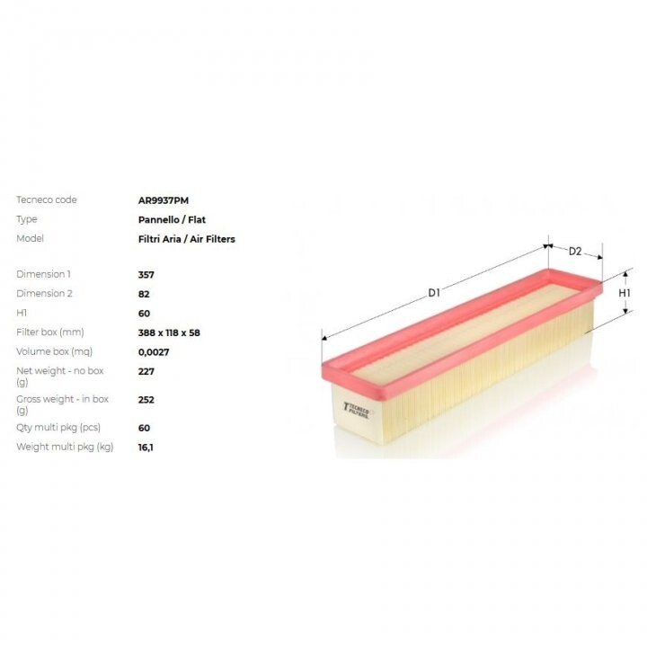 Фільтр повітряний renault clio iii/modus 1.2 04- Tecneco AR9937PM (фото 1)